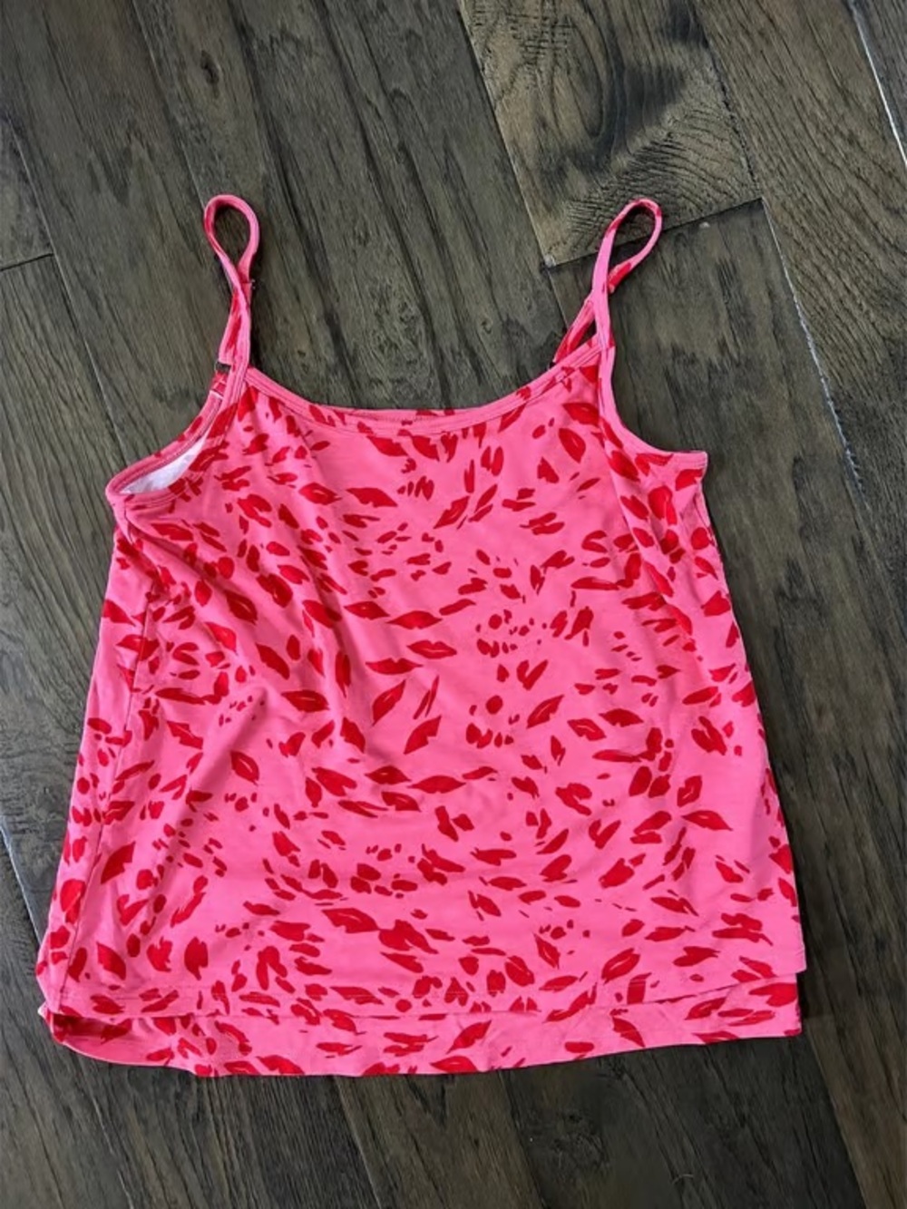 Neon Pink & Red Patterned Cami Tank Top